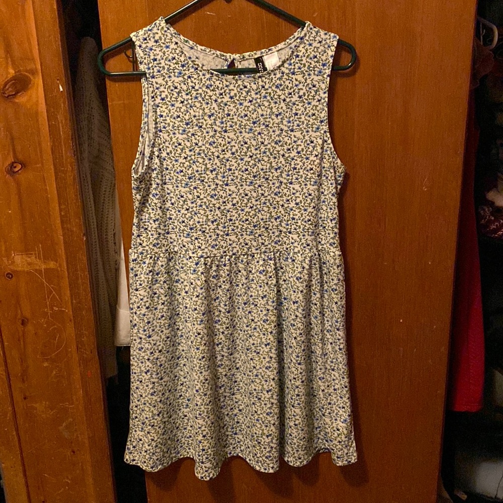 Green and blue floral dress